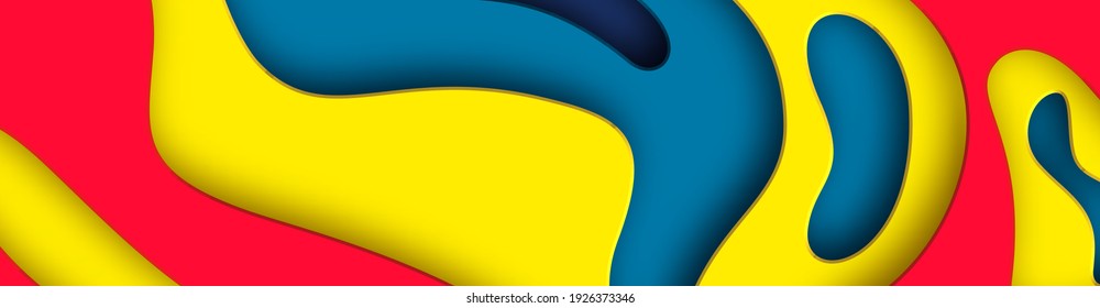 Abstract multicolor horizontal background in cut paper style. 3D cutout fluid wave template for  flyer, brochures, presentations, invitations with place for text .Vector illustration.