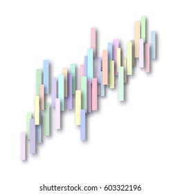 Abstract multicolor illustration with geometric elements in pastel colors - vector papercraft background, graphic design for web-page with 3d office paper arts. Vertical rectangles, infographics
