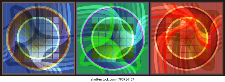 Abstract multicolor illustration.
A set of vector backgrounds, consisting of different in size circles and conjugations.