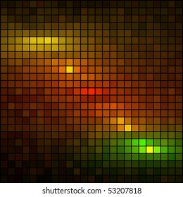 Abstract multicolor lights dark mosaic vector background.