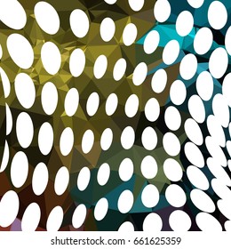 Abstract multicolor mosaic backdrop with dots. Geometric low polygonal background. Design element for book covers, presentations layouts, title backgrounds. Vector clip art.