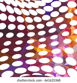 Abstract multicolor mosaic backdrop with dots. Geometric low polygonal background. Design element for book covers, presentations layouts, title backgrounds. Vector clip art.