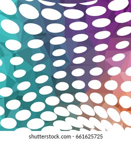 Abstract multicolor mosaic backdrop with dots. Geometric low polygonal background. Design element for book covers, presentations layouts, title backgrounds. Vector clip art.