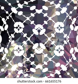 Abstract multicolor mosaic backdrop with dots. Geometric low polygonal background. Design element for book covers, presentations layouts, title backgrounds. Vector clip art.