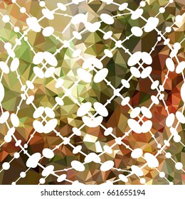 Abstract multicolor mosaic backdrop with dots. Geometric low polygonal background. Design element for book covers, presentations layouts, title backgrounds. Vector clip art.