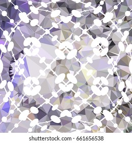 Abstract multicolor mosaic backdrop with dots. Geometric low polygonal background. Design element for book covers, presentations layouts, title backgrounds. Vector clip art.