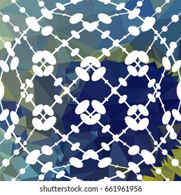 Abstract multicolor mosaic backdrop with dots. Geometric low polygonal background. Design element for book covers, presentations layouts, title backgrounds. Vector clip art.