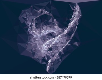 Abstract multicolor mosaic backdrop. Geometric low polygonal background. Design element for posters, business cards, presentations layouts, showcases. Vector clip art.