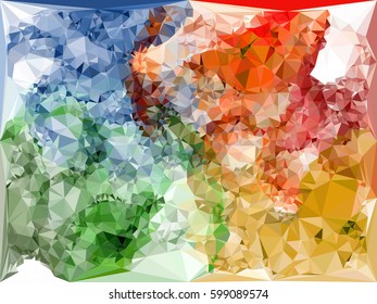 Abstract multicolor mosaic backdrop. Geometric low polygonal background. Design element for book covers, presentations layouts, title backgrounds. Vector clip art.