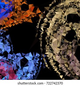 Abstract multicolor mosaic backdrop. Geometric low polygonal background. Design element for book covers, presentations layouts, title backgrounds. Vector clip art.