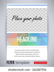 Abstract multicolor rectangle geometric design brochure and flyer template with photo, vector illustration