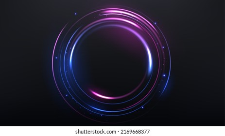 Abstract Multicolor Ring Line of Light Background. Widescreen Illustration