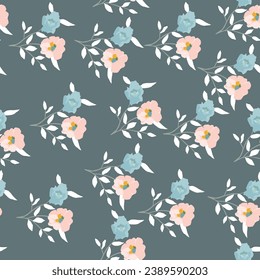 abstract multicolor abstract roses flower pattern arrangement with medium color, all over vector design with blue solid background illustration