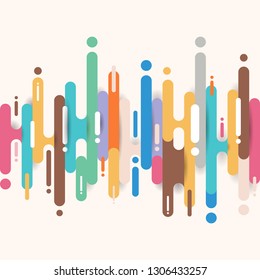 Abstract multicolor rounded shapes lines transition background with copy space. Element halftone style bright color. Vector illustration