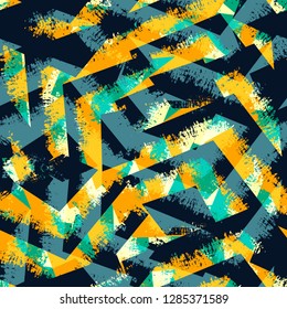 Abstract multicolor seamless chaotic pattern with urban geometric elements. Texture pattern for covers, banners, booklets, etc. For web or printed media.