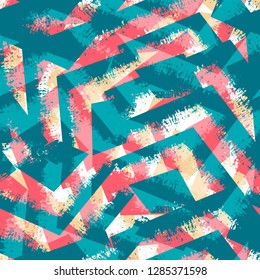 Abstract multicolor seamless chaotic pattern with urban geometric elements. Texture pattern for covers, banners, booklets, etc. For web or printed media.