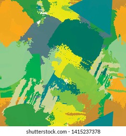 Abstract multi-color seamless chaotic pattern of paint spots. Vector texture for printing on fabric. Urban grunge background