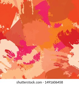 Abstract multi-color seamless chaotic pattern of paint spots. Vector texture for printing on fabric. Urban grunge background