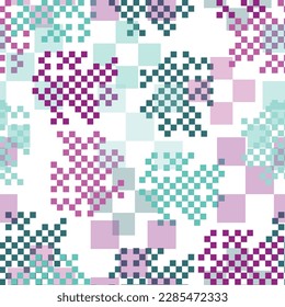 Abstract multicolor seamless chaotic pattern with urban geometric elements. Trendy graphic design for out clothes test equipment, interior, wallpaper shape multicolor paint blue sky.