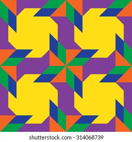 Abstract multi-color seamless pattern of different geometrical shapes