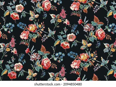 arreglo de flores pequeñas multicolor abstracto con una ilustración de fondo sólido diseño vectorial textil imagen digital