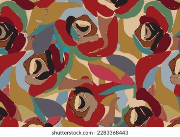 abstract a multicolor solid cartoon flower arrangement with medium color, all over vector design with simple style illustration digital image for textile and wrapping paper printing factory