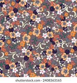 abstract multicolor a solid hibiscus blooming flowers motif arrangement with medium tone, all over vector design with cream background illustration digital image for wrapping