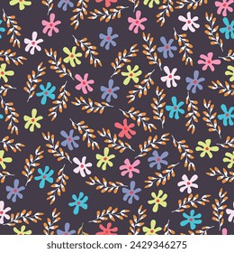 abstract multicolor a solid hibiscus blooming flowers motif arrangement with medium tone, all over vector design with cream background illustration