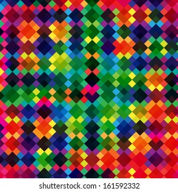 Abstract multicolor square cross pattern background - church colored glass window vector art