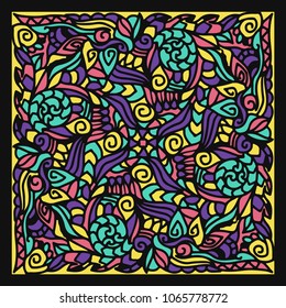 abstract multicolor stained glass contemporary drawing freehand lines pattern