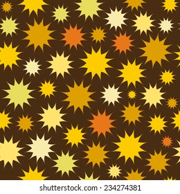 Abstract multicolor star firework background. Circles seamless pattern.