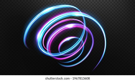 Resumen de la línea giratoria multicolor de la luz, aislada y fácil de editar. Ilustración vectorial