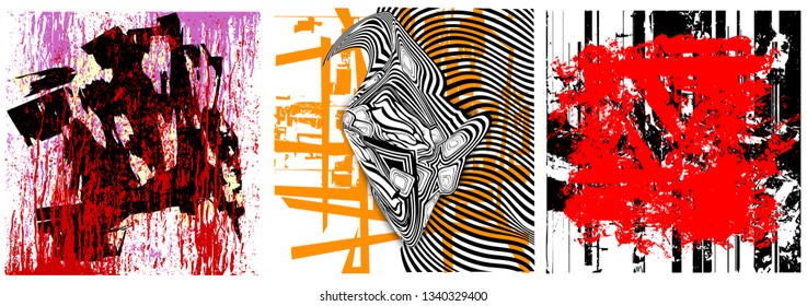 Abstract multicolor templates grunge textures. Modern artistic
