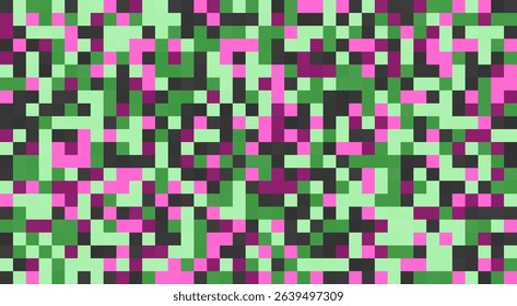 Abstract multicolor texture in a square pattern with a retro tech halftone background.