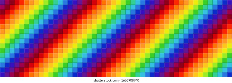 Baldosas multicolores abstractas en colores arcoiris.Patrón sin problemas. Fondo vectorial colorido. 