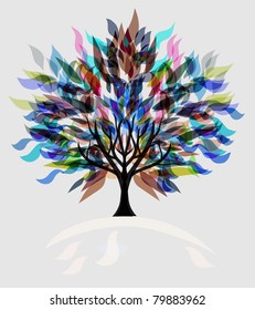 abstract multicolor tree, symbol of nature