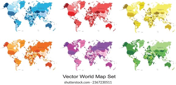 Abstract multicolor vector political World map with countries and capital name,border.Detailed modern illustration can be use for presentation,chart,report,t-shirt,poster or geographical templates.