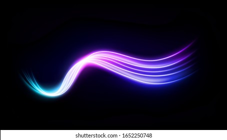 Abstract Multicolor Wavy Line of Light, isolated and easy to edit. Vector Illustration