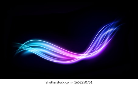 Abstract Multicolor Wavy Line of Light, isolated and easy to edit. Vector Illustration