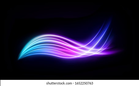 Abstract Multicolor Wavy Line of Light, isolated and easy to edit. Vector Illustration