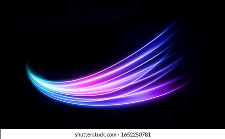Abstract Multicolor Wavy Line of Light, isolated and easy to edit. Vector Illustration