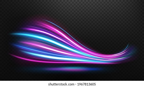 Abstract multicolor wavy line of light with a transparent background, isolated and easy to edit. Vector illustration