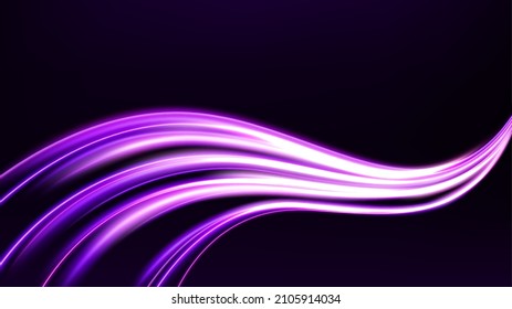 Abstract multicolor wavy line of light on dark background, Vector illustration