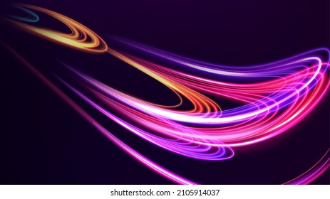 Abstract multicolor wavy line of light on dark background, Vector illustration