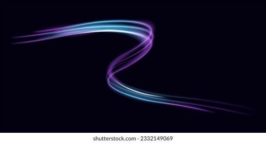 Abstract multicolor wavy line of light with a transparent background, isolated and easy to edit. Vector illustration