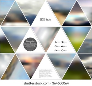 Abstract multicolored background of blurred nature landscapes, geometric vector, triangular style illustration.