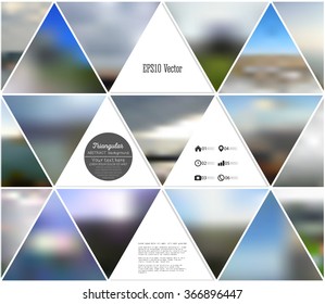 Abstract multicolored background of blurred nature landscapes, geometric vector, triangular style illustration.