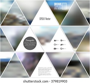 Abstract multicolored background of blurred nature landscapes, geometric vector, triangular style illustration.