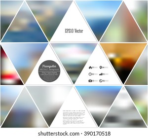 Abstract multicolored background of blurred nature landscapes, geometric vector, triangular style illustration.