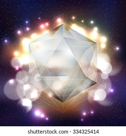 Abstract multicolored background with bokeh lights and stars. Scientific or digital design, science vector illustration.